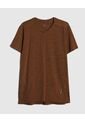 Camiseta Camiseta Manga Corta Cuello V  Para Hombre Café Patprimo de Patprimo
