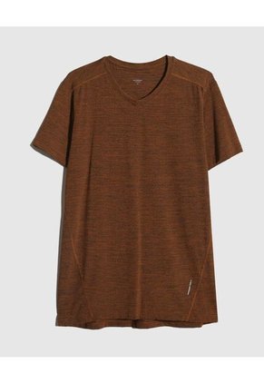 Camiseta Camiseta Manga Corta Cuello V  Para Hombre Café Patprimo