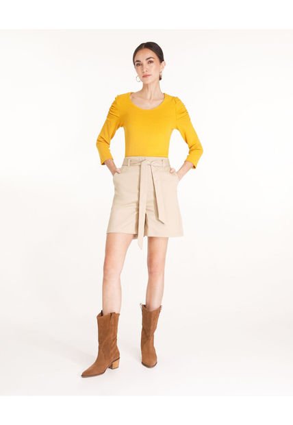 Camiseta Para Mujer Manga 3/4 Color Amarillo  Marca Patprimo #30093114