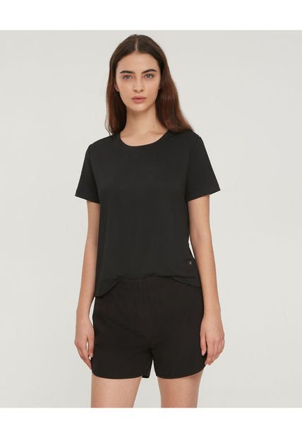 Camiseta Para Mujer Manga Corta Cuello Redondo Color Negro Marca Patprimo #30093456