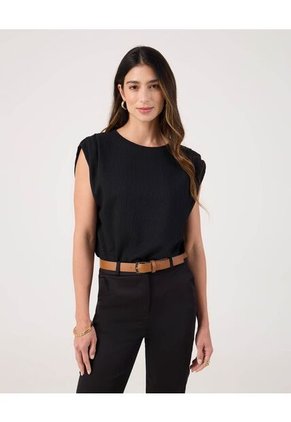 Camiseta Para Mujer Manga Corta Cuello Redondo Color Negro Marca Patprimo #30093870