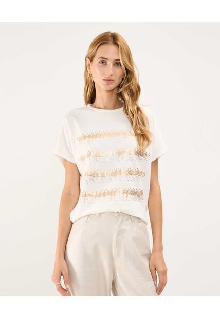 Camiseta Para Mujer Manga Corta Color Crema Marca Patprimo #30093579