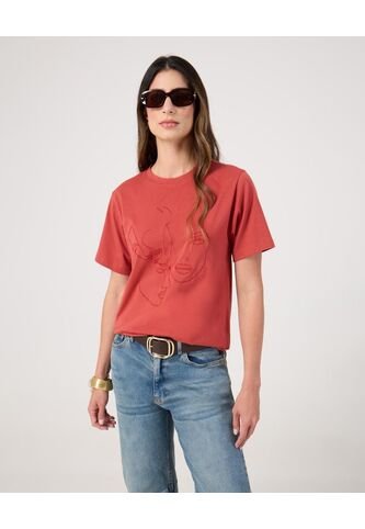 Camiseta Para Mujer Manga Corta Cuello Redondo Color Naranja Marca Patprimo #30093810 Patprimo