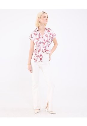 Camisa Manga Corta  Para Mujer Crema Patprimo