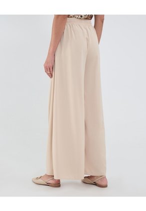 Pantalón Fluido Unicolor  Para Mujer Beige Patprimo