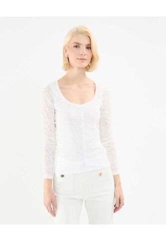 Camiseta Para Mujer Manga Larga Cuello Redondo Color Crema Marca Patprimo #30093635 Patprimo