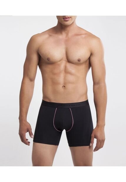 Boxer  Con Detalles En Contraste Lycra-Algodón X1 Para Hombre Negro Patprimo