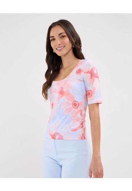 Camiseta Para Mujer Manga Corta Color Azul Claro Marca Patprimo #30093566