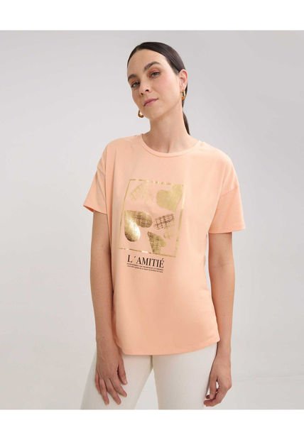 Camiseta Para Mujer Manga Corta Color Naranja Marca Patprimo #30093556