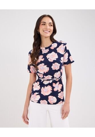 Camiseta Para Mujer Manga Corta Color Azul Oscuro Marca Patprimo #30093561 Patprimo