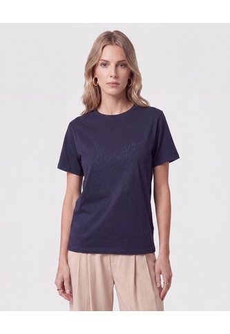 Camiseta Con Bordado De Relieve   Para Mujer Azul Patprimo Patprimo
