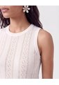 Camiseta Sin Mangas Tejido Calado   Para Mujer Blanco Patprimo de Patprimo