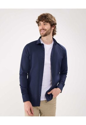 Camisa Para Hombre Manga Larga Sin Bolsillo Cuello Italiano Color Azul  Marca Patprimo #44012582