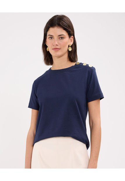 Camiseta Para Mujer Manga Corta Color Azul Oscuro Marca Patprimo #30093559