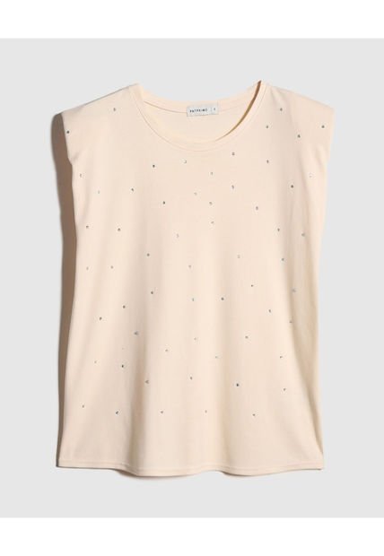 Camiseta Para Mujer Manga Sisa Cuello Redondo Color Beige Marca Patprimo #30093581