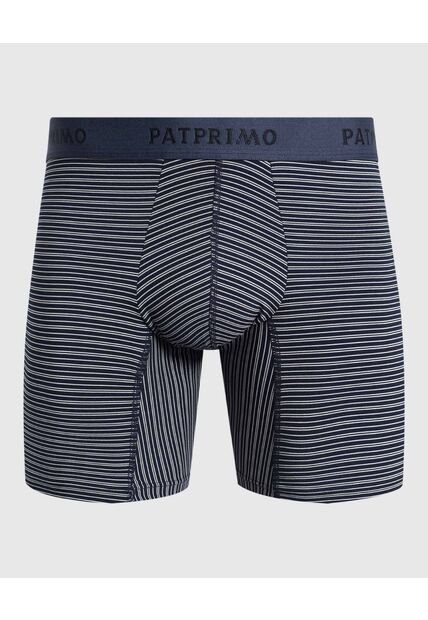 Bóxer Medio Con Estampado De Rayas Horizontales  X1 Para Hombre Azul Patprimo