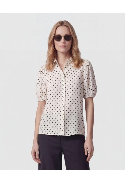 Camisa Manga Corta Globo  Para Mujer Crudo Patprimo
