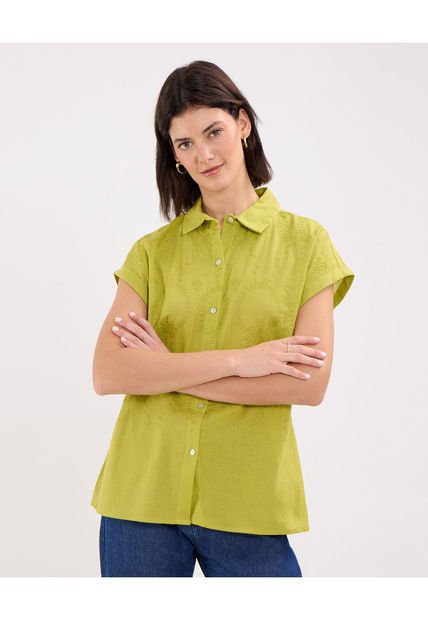 Camisa Para Mujer Manga Corta Color Verde  Marca Patprimo #30010638