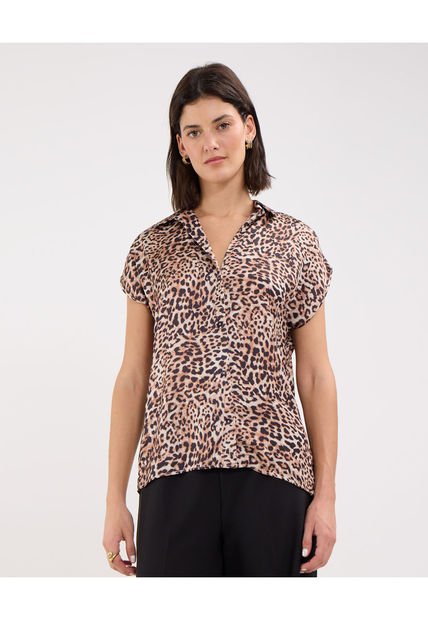 Camisa Para Mujer Manga Corta Color Café Claro Marca Patprimo #30010656