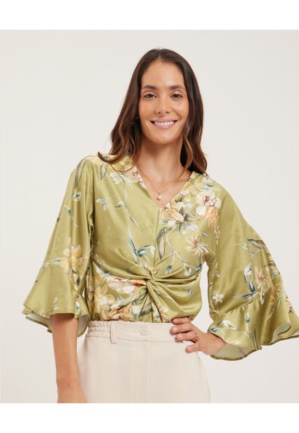 Blusa Para Mujer Manga 3/4 Color Verde Oscuro Marca Patprimo #30123190