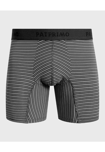 Bóxer Medio Con Estampado De Rayas Horizontales  X1 Para Hombre Negro Patprimo