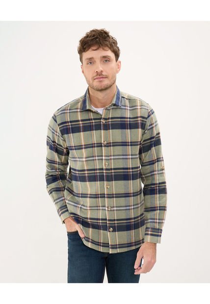 Camisa Para Hombre Manga Larga Con Bolsillo Color Verde  Marca Patprimo #44013054
