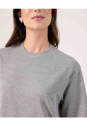 Camiseta Para Mujer Manga Corta Cuello Redondo Color Gris Marca Patprimo #30093825