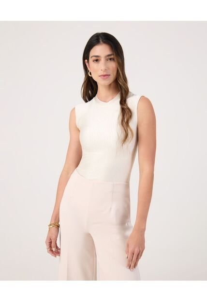 Camiseta Para Mujer Manga Sisa Cuello Redondo Color Crema Marca Patprimo #30093838