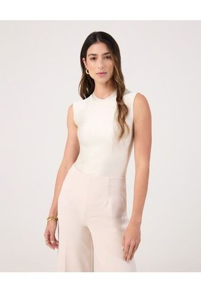 Camiseta Para Mujer Manga Sisa Cuello Redondo Color Crema Marca Patprimo #30093838