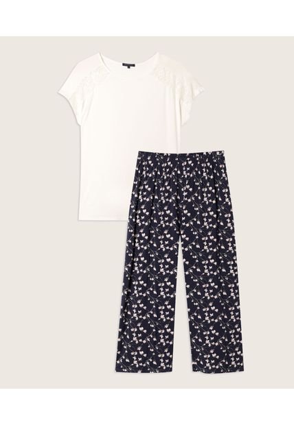 Pijama Para Mujer Patprimo Pijama M/C Capri Blanco En Viscosa