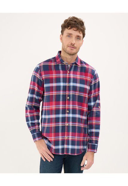 Camisa Para Hombre Manga Larga Con Bolsillo Color Rojo  Marca Patprimo #44013054
