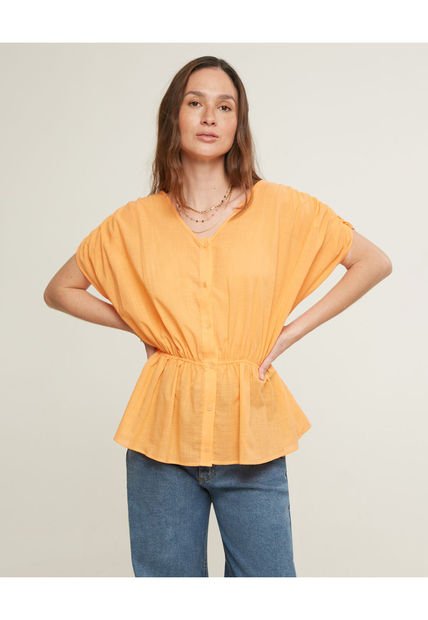 Blusa Para Mujer Manga Corta Color Naranja Marca Patprimo #30123181