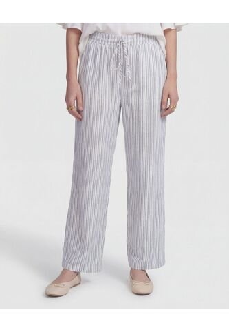 Pantalón De Silueta Recta Con Cordón   Para Mujer Blanco Patprimo Patprimo
