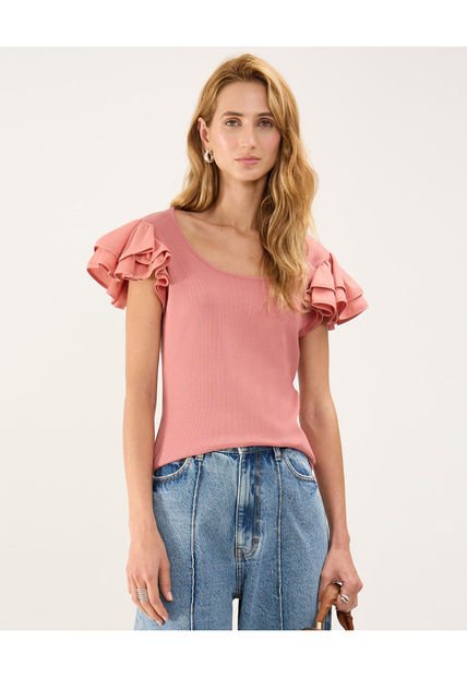 Camiseta Para Mujer Manga Corta Color Rosa Marca Patprimo #30093609