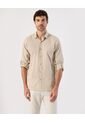 Camisa  Para Hombre Manga Larga Sin Bolsillo Cuello C Color Beige Marca Patprimo #44013173 de Patprimo