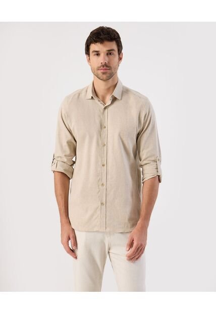 Camisa  Para Hombre Manga Larga Sin Bolsillo Cuello C Color Beige Marca Patprimo #44013173