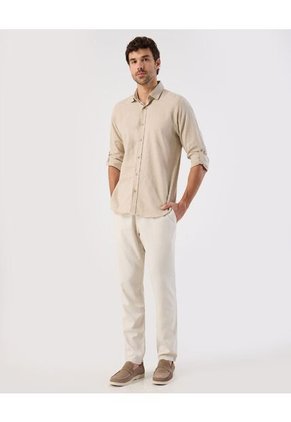 Camisa  Para Hombre Manga Larga Sin Bolsillo Cuello C Color Beige Marca Patprimo #44013173
