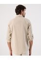 Camisa  Para Hombre Manga Larga Sin Bolsillo Cuello C Color Beige Marca Patprimo #44013173 de Patprimo