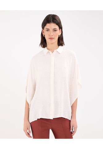Camisa Con Lunares En Tela  Para Mujer Beige Patprimo Patprimo