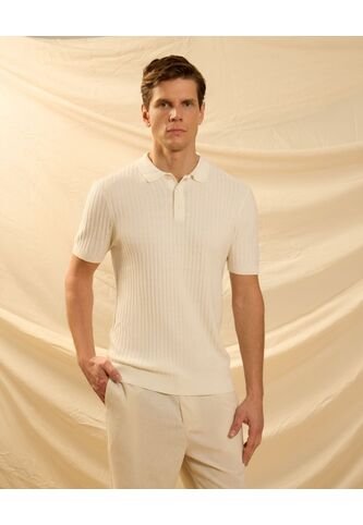 Polo  Para Hombre Cuello Tejido Sin Bolsillo Color Crema Marca Patprimo #44112794 Patprimo