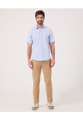 Camisa Para Hombre Manga Corta Sin Bolsillo Cuello Casual M Color Azul Marca Patprimo #44013178