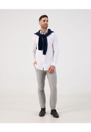 Camisa  Para Hombre Manga Larga Sin Bolsillo Cuello I Color Blanco Marca Patprimo #44017342