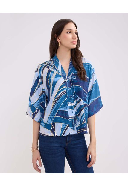 Blusa Para Mujer Manga 3/4 Color Azul  Marca Patprimo #30123305