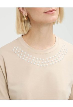 Camiseta Para Mujer Manga Sisa Cuello Redondo Color Beige Marca Patprimo #30093727