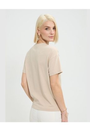 Camiseta Para Mujer Manga Sisa Cuello Redondo Color Beige Marca Patprimo #30093727