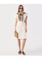 Vestido Corto Lino  Camisero Con Cinturón  Para Mujer Crema Patprimo de Patprimo