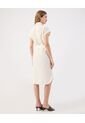 Vestido Corto Lino  Camisero Con Cinturón  Para Mujer Crema Patprimo de Patprimo