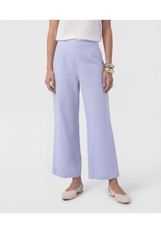 Pantalón Culotte Con Pinzas Frontales   Para Mujer Azul Patprimo Patprimo