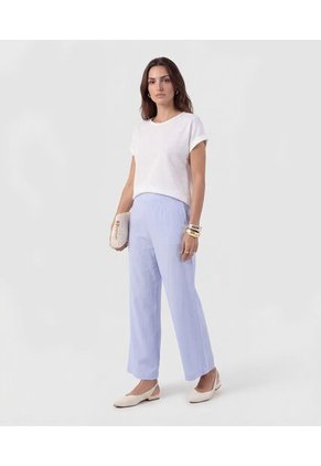 Pantalón Culotte Con Pinzas Frontales   Para Mujer Azul Patprimo