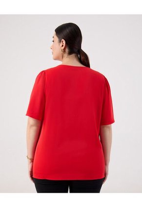 Blusa  Para Mujer Manga Corta Color Rojo Marca Patprimo #14121419